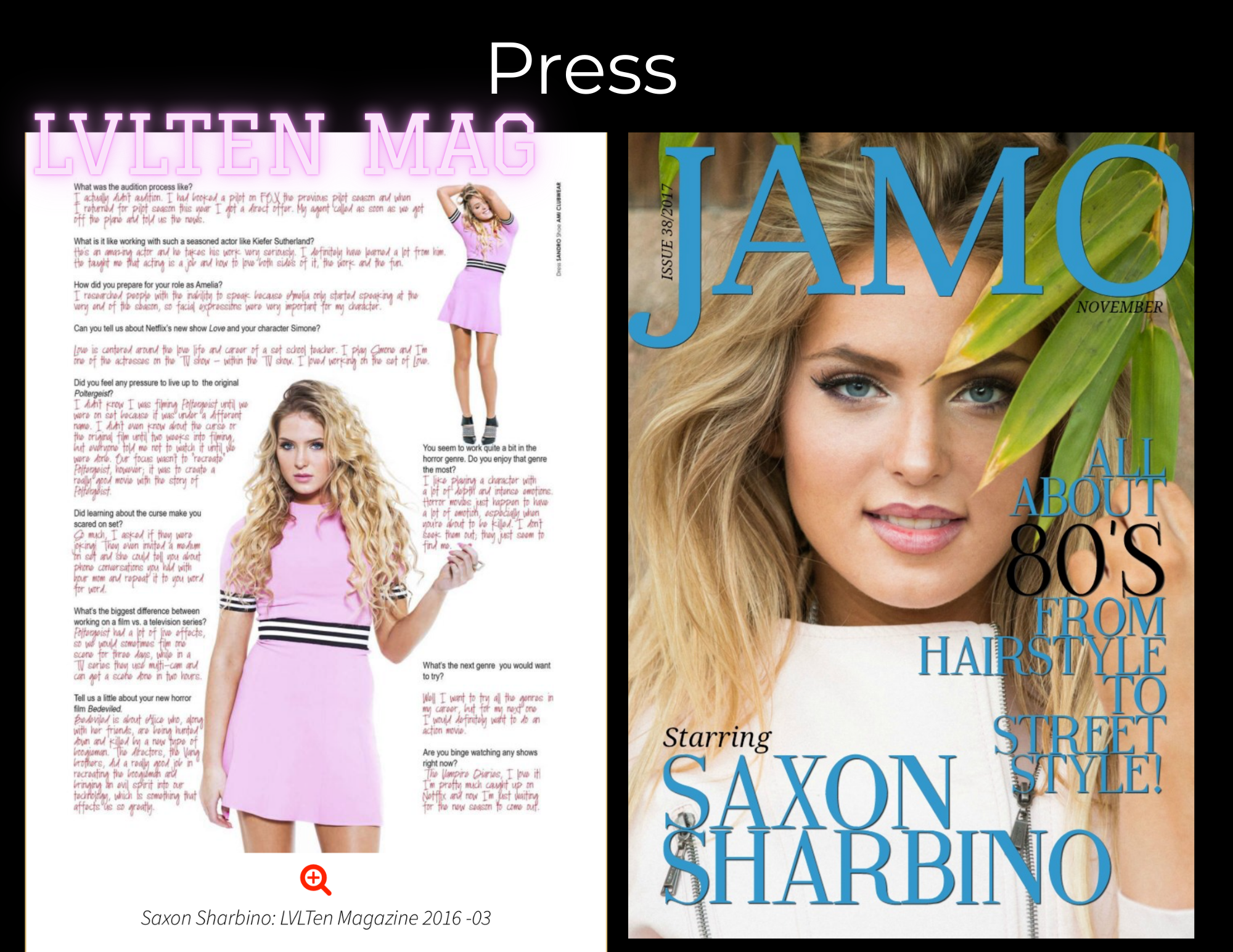 JAMO Magazine — Saxon Sharbino cover